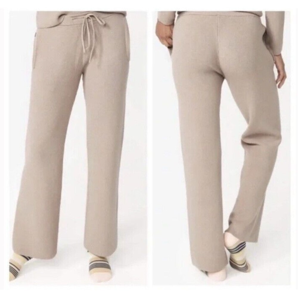Figs Women's Sz.‎ XS Tan Ribbed Knit Wide Leg Lounge Wear Pants